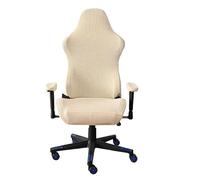 Gaming Chair Cover Solid Color Gaming Chair Cover Soft Elasticity Polar Fleece Armchair Slipcovers Computer Seat Chair Covers Stretch Rotating Lift(Style 1-Cream)