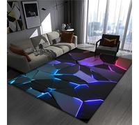 Gaming Chair Mat Rug - Gamer Teen Bedroom - Non-slip Easy To Clean Carpet - Desk Floor Protector Mat - 3D Illusion Neon Lines Print - Suitable for Boys Girls Kids E-sports Room (Colour 3,80x120cm)