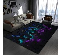Gaming Chair Mat Rug - Gamer Teen Bedroom - Non-slip Easy To Clean Carpet - Desk Floor Protector Mat - 3D Illusion Neon Lines Print - Suitable for Boys Girls Kids E-sports Room (Colour 1,120x160cm)