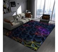 Gaming Chair Mat Rug - Gamer Teen Bedroom - Non-slip Easy To Clean Carpet - Desk Floor Protector Mat - 3D Illusion Neon Lines Print - Suitable for Boys Girls Kids E-sports Room (Purple,60x90cm)