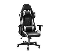 Gaming Chair, Racing Style Office High Back Ergonomic Conference Work Chair Reclining Computer PC Swivel Desk Chair with Headrest&Lumbar Cushion 170 Degree Reclining Angle (White)