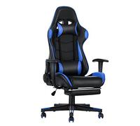 Gaming Chair, Racing Style Office High Back Ergonomic Conference Work Chair Reclining Computer PC Swivel Desk Chair 170 Degree Reclining Angle with Headrest, Lumbar Cushion & Footrest (Blue)
