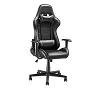 Gaming Chair, Racing Style Office High Back Ergonomic Conference Work Chair Reclining Computer PC Swivel Desk Chair with Headrest&Lumbar Cushion 170 Degree Reclining Angle (Black2)