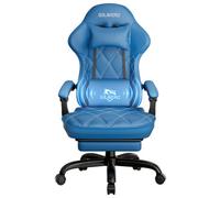 Gaming Chair With Footrest, Ergonomic Computer Chairs With Massage Lumbar Support And Headrest, Height Adjustable, Blue