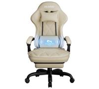 Gaming Chair With Footrest, Ergonomic Computer Chairs With Massage Lumbar Support And Headrest, Height Adjustable, White