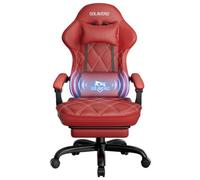 Gaming Chair With Footrest, Ergonomic Computer Chairs With Massage Lumbar Support And Headrest, Height Adjustable, Red