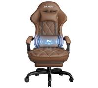 Gaming Chair With Footrest, Ergonomic Computer Chairs With Massage Lumbar Support And Headrest, Height Adjustable, Brown