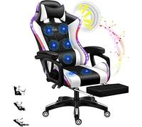 Gaming Chair with Speakers, Adjustable Height, Footrest, Swivel Recliner, Ergonomic High Back for Ultimate Comfort, Perfect for Adults and Gamers