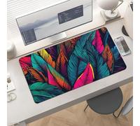 Gaming Colorful Tropical Leaves Pattern Mouse Pad 24x12 Large Desk Mat with Non-slip Rubber & Smooth Surface Foldable Desk Pad for Keyboard And Mouse Laptop Computer Mousepad for Office Home Remote Wo
