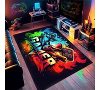 Gaming Controller Rug-Graffiti Gamepad Rug Colourful Flame Mask Skull Area Mat,Teenage Gamer Ambience Non-Slip Floor Mat-Gaming-inspired Design for Boys' Game-Themed Bedroom (Colour 5,120x180cm)