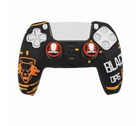 Gaming Controller Skin for PS5, BO6 with Wolf Logo, 2 Thumbgrips, Orange and Black (Controller Skin + Thumbgrips)