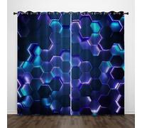 Gaming Curtains for Boys Bedroom，90% Blackout Curtains Modern Style 3D Geometric Print，Grommet Construction， UV Protection，for Bedroom and Living Room Decoration (Game 6,2 Panels - 52"x63" Each.)