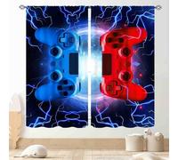 Gaming Curtains for Boys Room, Cooling Blue Red Flash Game Controller Gamer Window Drapes for Boys Kids Teens Living Room Bedroom Playroom Decor Gamepad Video Game Room 2 Panels, 42"x63" Inch