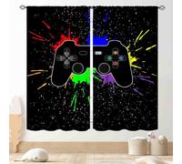 Gaming Curtains for Kids Boys Teens Bedroom, Colorful Game Controller Gamer Window Drapes for Living Room Nursery Playroom Decor Graffiti Gamepad Video Game Room Curtains Treatmens, 52"x84" Inch