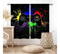 Gaming Curtains for Kids Boys Teens Bedroom, Colorful Game Controller Gamer Window Drapes for Living Room Nursery Playroom Decor Graffiti Gamepad Video Game Room Curtains Treatmens, 52"x84" Inch