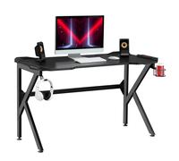 Gaming Desk 120x66x75cm Black Steel Frame Particleboard Top Cup Holder Cable Mgt