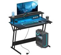 Gaming Desk Black 100x60cm Particleboard & Steel RGB LED Monitor Stand with USB