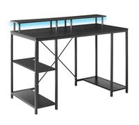 Gaming Desk CADDO Black 120 cm 60 cm with Shelves LED