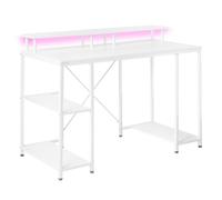 Gaming Desk CADDO White 120 cm 60 cm with Shelves LED