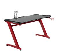 HOMCOM Gaming Desk with Gamepad Holder Cup Holder Headphone Hook - Red