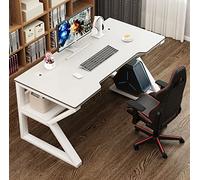 Gaming Desk, PC Computer Desk, Gaming Table, K-Shaped Gamer Workstation with Wire Mesh, Computer Desk for PC, Large Computer Desk for Home and Office, White-L 140cm