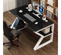 Gaming Desk, PC Computer Desk, Gaming Table, K-Shaped Gamer Workstation with Wire Mesh, Computer Desk for PC, Large Computer Desk for Home and Office, Black-L 80cm