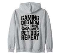 Gaming Dog Mom Pause Game Pet Dog Repeat Zip Hoodie