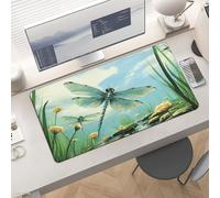 Gaming Dragonflies in Flight Mouse Pad 24x12 Large Desk Mat with Non-Slip Rubber & Smooth Surface Foldable Desk Pad for Keyboard and Mouse Laptop Computer Mousepad for Office Home Remote Work