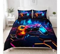 Gaming Duvet Cover Set for Boys Gamers, Game Controller Kids Single Bedding