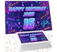 GAMING GAME CONSOLE BIRTHDAY PERSONALISED EDIBLE ICING LARGE CAKE TOPPER DECORATION SUITABLE FOR USE ON COSTCO CAKE R1-279