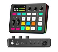 Gaming Gaming Audio Mixer, Audio Interface Sound Board with Progressive Noise Reduction,Voice Change,48V Phantom Power,Bluetooth,RGB Lighting,for Live streaming,Podcasting, Recording