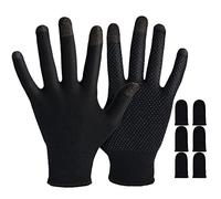 Gaming Gloves for Sweaty Hands - Aovon High-Sensitive Anti-Sweat Breathable Seamless Touch Screen Gloves with Thumb Finger Sleeves for iPad/Mobile Game Controller