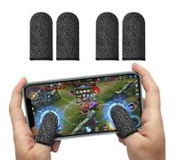 Gaming Gloves Gaming Finger Sleeves for Mobile Gaming, 4 PCS 0.3 mm Silver Fiber, Anti Sweat, Extremely Thin,Breathable Seamless Touchscreen Finger Cover Thumb Sleeve Fit Phone Game Tablet Devices