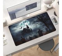 Gaming Gothic Happy Halloween Mouse Pad 24x12 Large Desk Mat with Non-Slip Rubber & Smooth Surface Foldable Desk Pad for Keyboard and Mouse Laptop Computer Mousepad for Office Home Remote Work