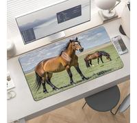 Gaming Grazing Wild Horses Mouse Pad 24x12 Large Desk Mat with Non-Slip Rubber & Smooth Surface Foldable Desk Pad for Keyboard and Mouse Laptop Computer Mousepad for Office Home Remote Work