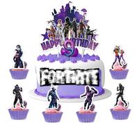 Gaming Happy Birthday Cake Topper,7 8 9 10th Cake Toppers Cake Decorations Candles Video Game Party Decoration Supplies for Kids Adults Girls Boys