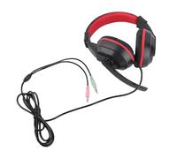 Gaming Headset 3D Surround Sound Mega Bass Ergonomic Design Wired Headset for Desktop Laptop Black Red ABS Material