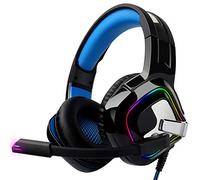 Gaming Headset - August EPG100L - Stereo Surround Sound Noise Cancellation Wired Headphones with Adjustable Microphone and RGB Light Compatible PC Mac Tablets Phones
