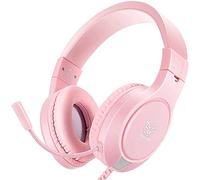 Gaming Headset Compatible with Xbox One,PS4,PS5,Nintendo Switch, Bass Surround and Noise Cancelling with Flexible Mic, 3.5mm Wired Adjustable Over-Ear Headphones for Laptop PC iPad Smartphones (Pink)