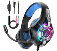 Gaming Headset for PC with Noise Canceling Mic, Deep Bass Stereo Sound