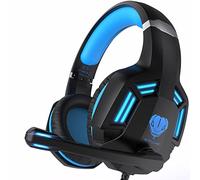 Gaming Headset for PS4, PC, Xbox One, PS5, Nintendo Switch, Wired Over-Ear Headphones with Stereo Surround Sound, Noise Cancelling Microphone, LED Lights for Kids and Adults