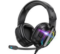 Gaming Headset for PS4, PS5, PC, Switch, Xbox, Gaming Headphones with Microphone&LED&3.5mm Jack,Black