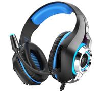 Gaming Headset for PS4 PS5 PC Xbox Series, 3.5 mm Deep Bass Stereo Surround Sound PS4 Headset with Noise Cancelling Microphone for Laptops, Tablets, Mac