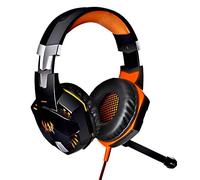 Gaming Headset G2000 3.5mm Stereo LED Lighting Over-Ear Headphone Headset Headband with Mic for PC Computer Game with Noise Cancelling & Volume Control,orange and black