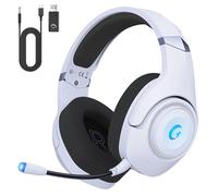 Gaming Headset, Wireless Gaming Headset for PS5 /PC/MAC, 2.4GHz Gaming Headphones With Noise Cancelling Miccrophone, Bluetooth Headphones With 3D Surround, 3.5mm Wired for Xbox Series, White