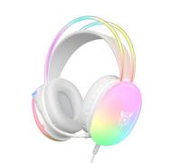 Gaming Headset with Microphone, RGB Rainbow Lighting, PC Wired Lightweight Gaming Headphones for PS4/PS5/Laptop/MAC, 3.5mm Audio Over Ear Headphone, Stereo Surround Sound, Self-Adjusting Headband