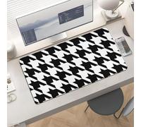 Gaming Houndstooth Black Mouse Pad 24x12 Large Desk Mat with Non-Slip Rubber & Smooth Surface Foldable Desk Pad for Keyboard and Mouse Laptop Computer Mousepad for Office Home Remote Work