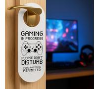 Gaming in Progress Door Hanger - Do Not Disturb Sign for Gamers, Streamers & Kids - Funny Bedroom & Game Room Decor - Perfect for Online Gaming, Live Streaming & Privacy - Gift for Gamers & Teens
