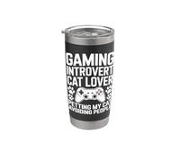 Gaming Introvert Cat Lover Petting My Cat Avoiding People Stainless Steel Insulated Tumbler