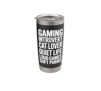Gaming Introvert Cat Lover Quiet Life Loud Games Soft Purrs Stainless Steel Insulated Tumbler